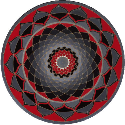 Black and Maroon Mandala Round