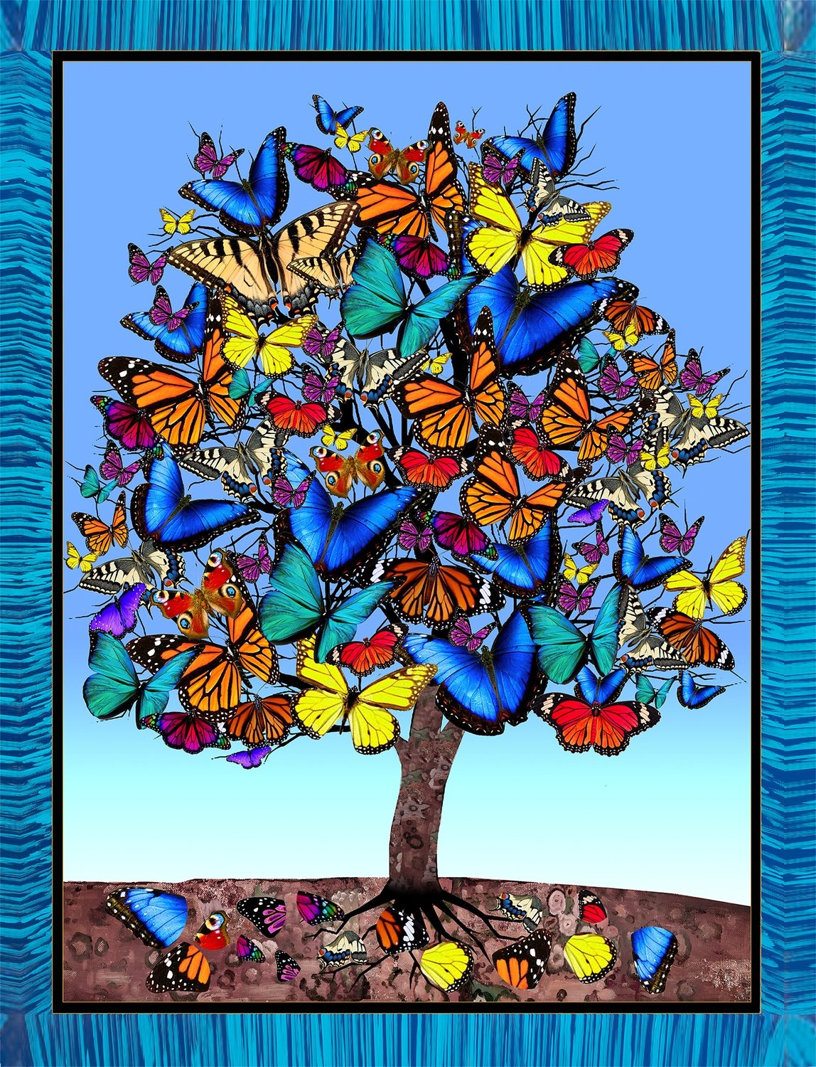 Multi Colored Butterfly Tree Blue