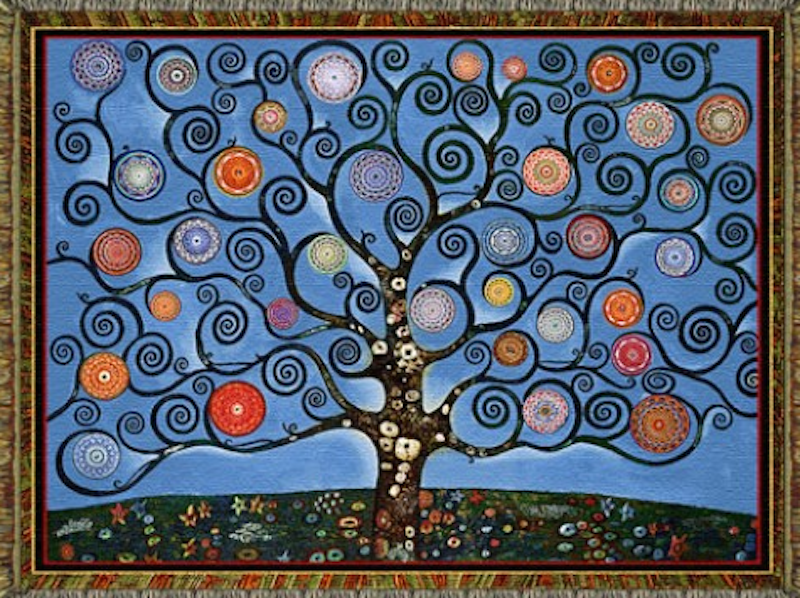 Healing Heart Tree Blue Throw