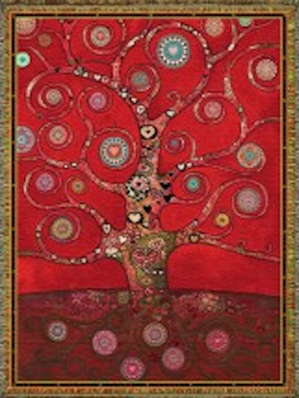 Mandala Tree of Life Red Throw