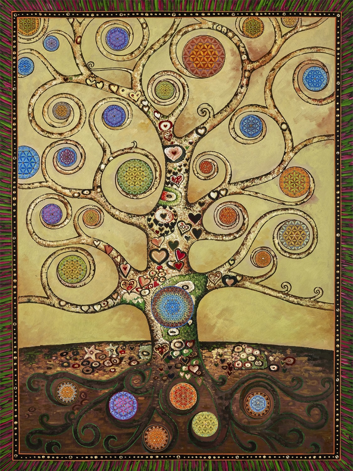Healing Heart Flower Of Life Tree