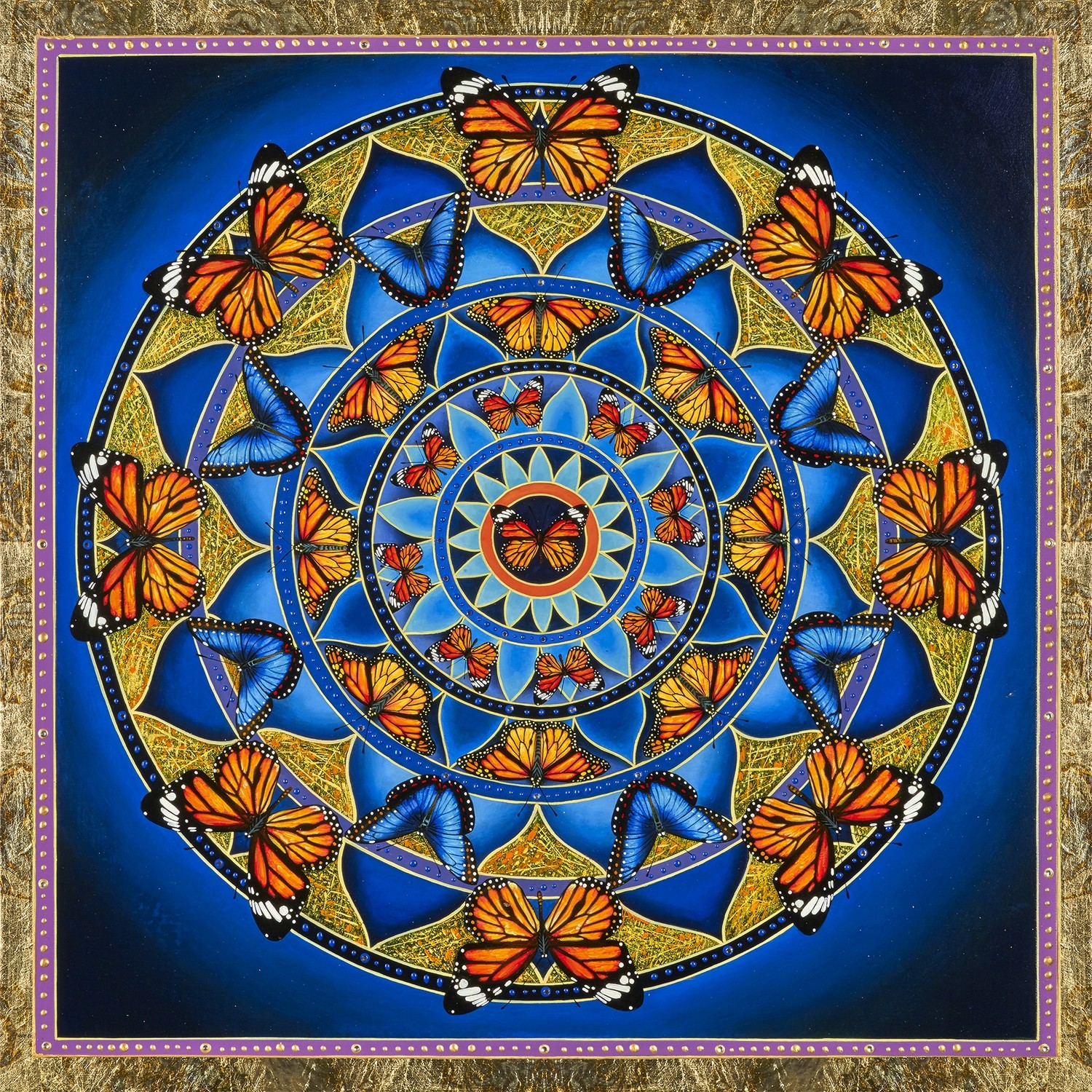 Multi Butterfly Mandala Blue