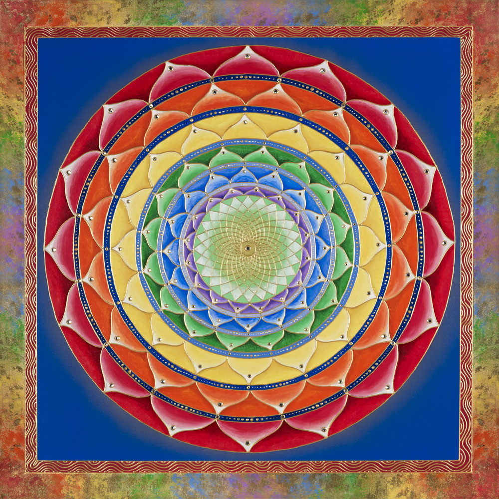 Rainbow on Blue Mandala