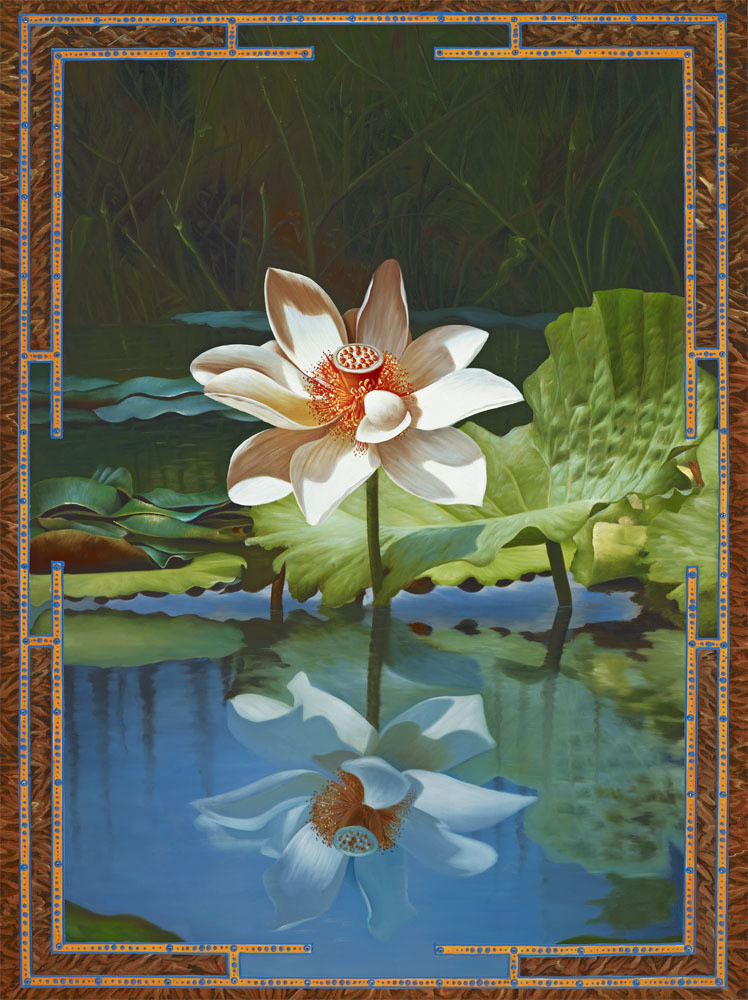 White Lotus With Green Leaf