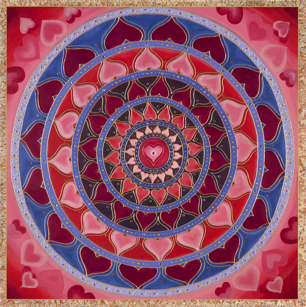 Love Mandala Many Hearts Border