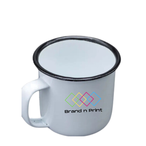Enamel Mug White with Black Rim 8cm