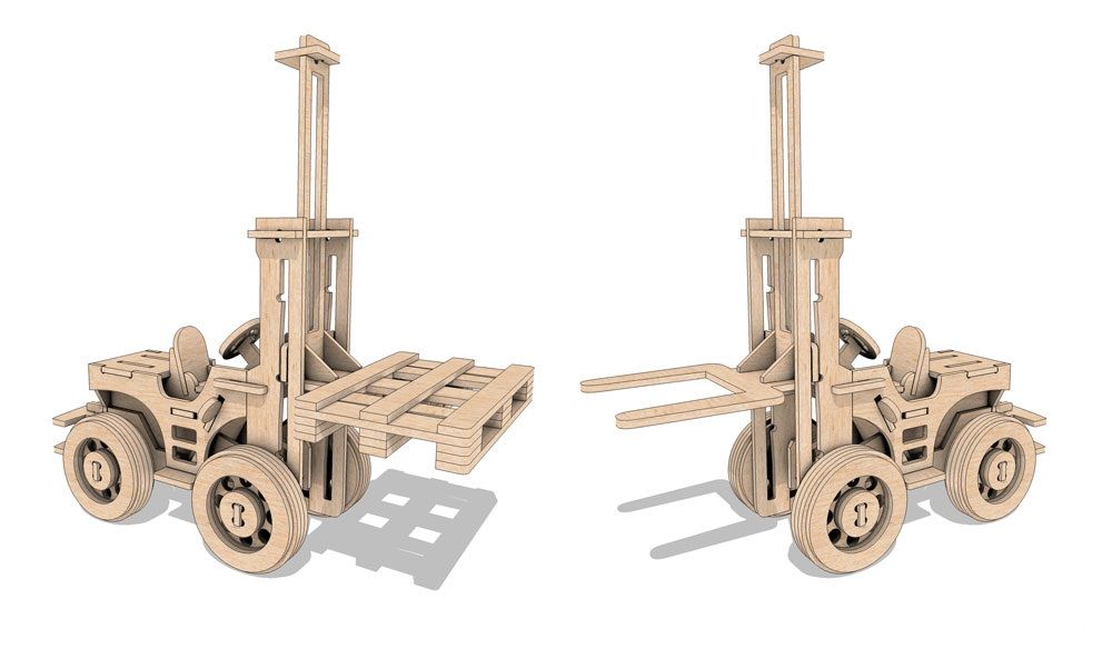 Drveni 3D model – Viličar (Forklift)