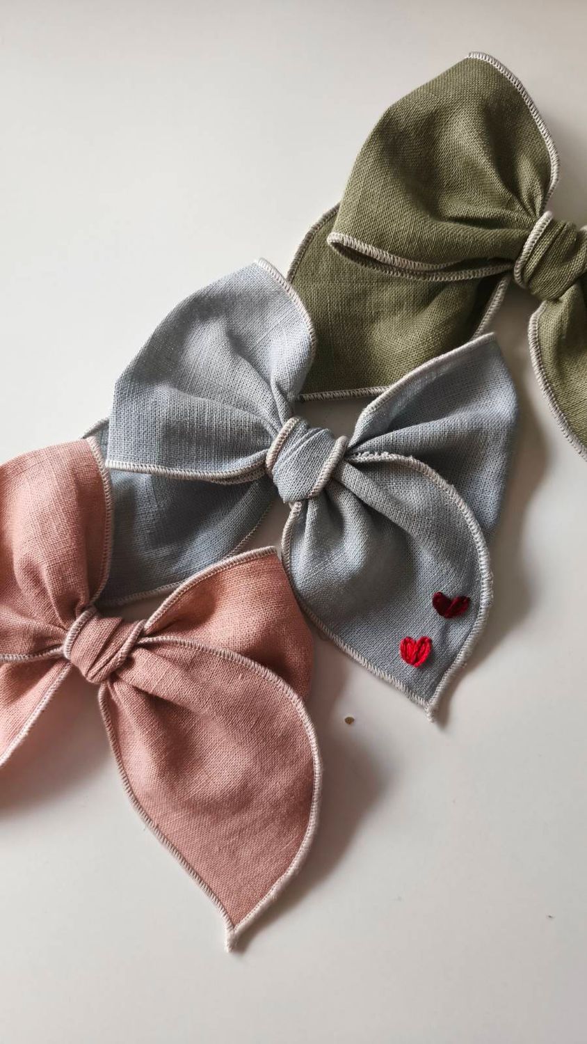 Personalizowana kokardka Zuzia Rosy Linen z imieniem