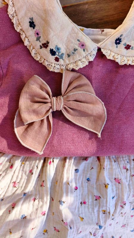 Personalizowana kokarda do włosów Zuzia Rosy Linen