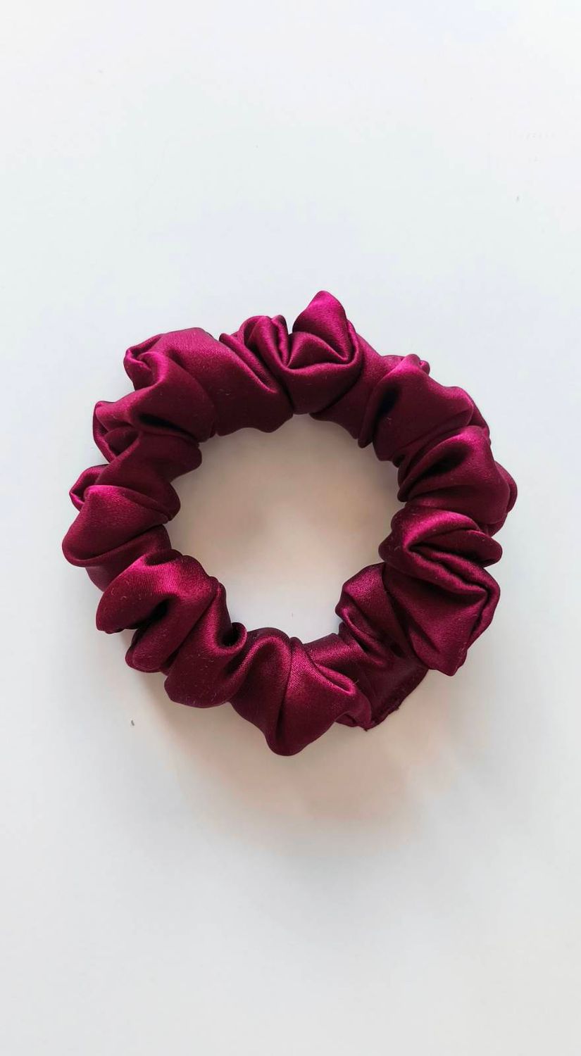 Mini Scrunchie Jedwabna Burgund