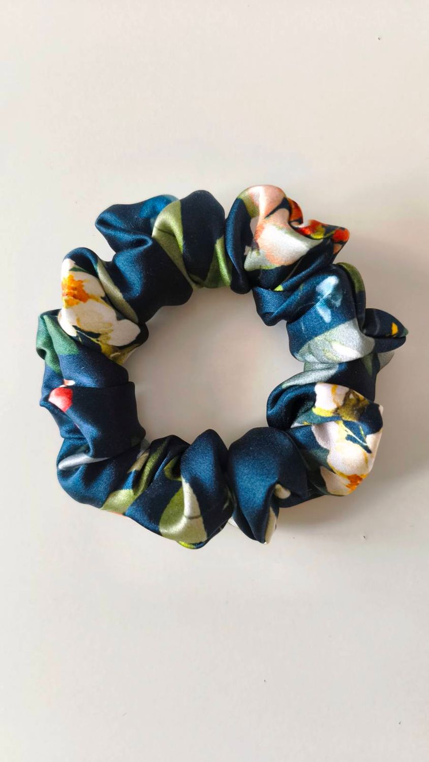 Mini Scrunchie jedwabna Watercolor Garden