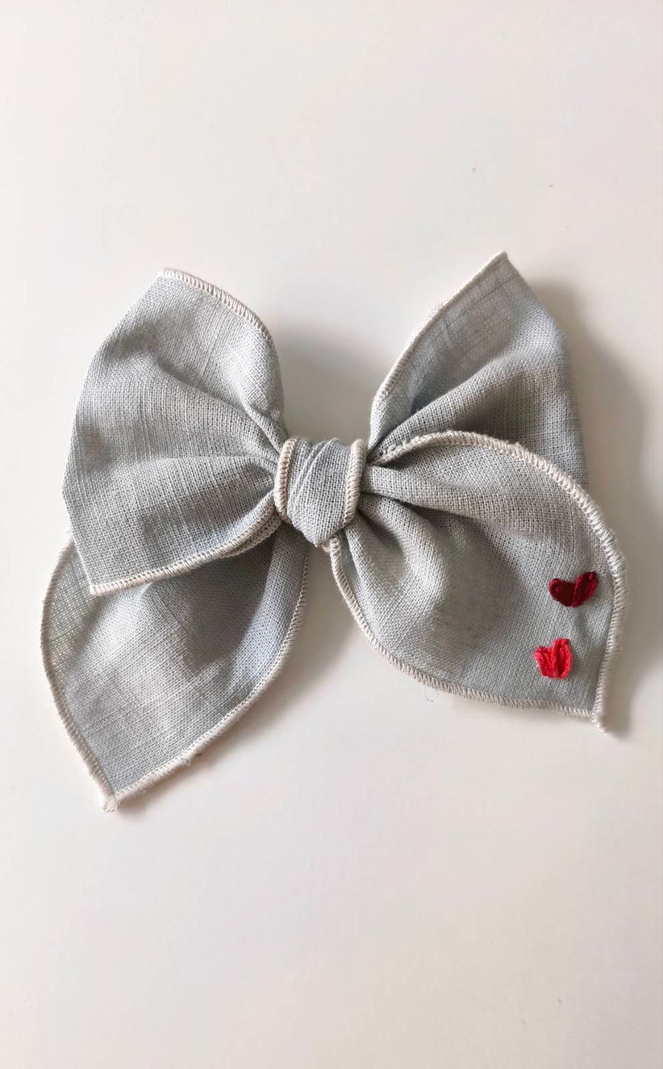 Kokardka "Zuzia" steel blue Linen (personalizowany haft)
