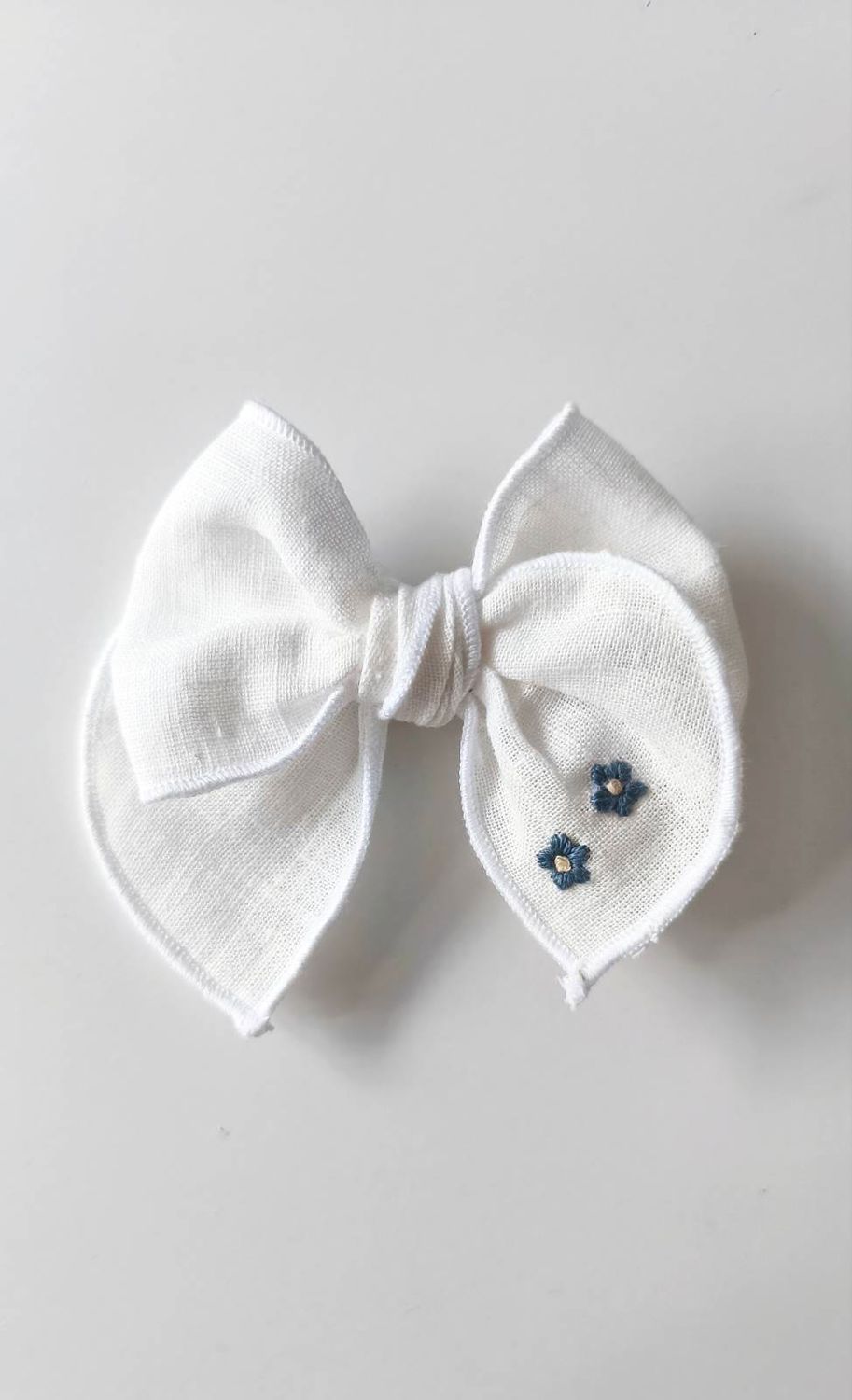Kokardka "Hania" Ecru Linen (personalizowany haft)