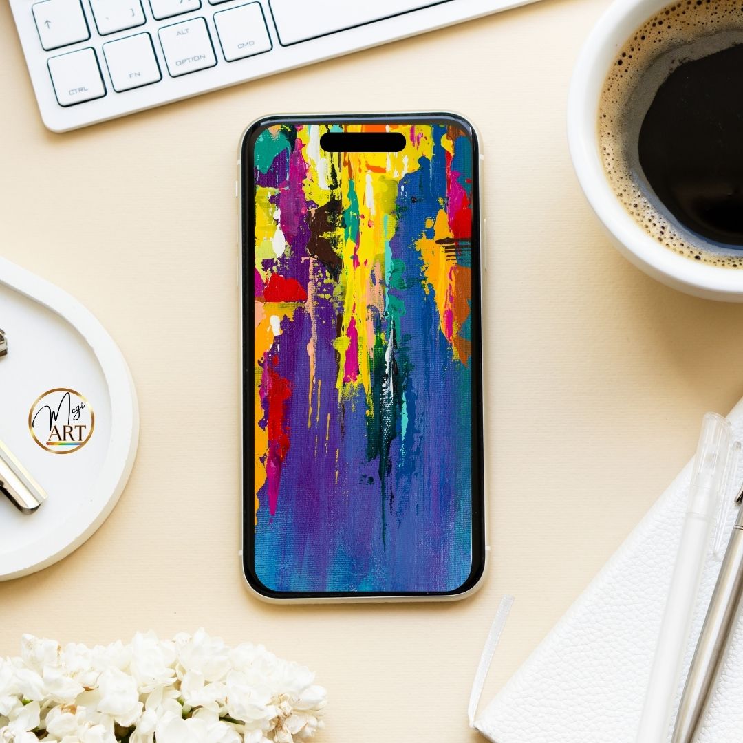 Tapeta na telefon – fragment obrazu „Rytm Odwagi” #1 (niebieski/żółty)