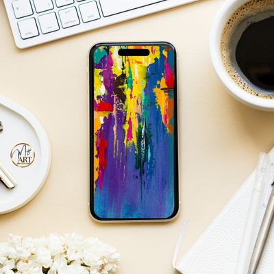 Tapeta na telefon – fragment obrazu „Rytm Odwagi” #1 (niebieski/żółty) Tapeta na telefon – fragment obrazu „Rytm Odwagi” #1 (niebieski/żółty)