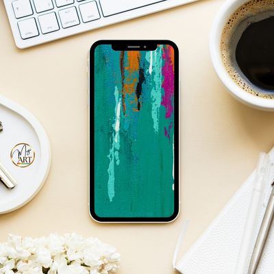 Tapeta na telefon – fragment obrazu „Rytm Odwagi” #2 (turkus/zieleń) Tapeta na telefon – fragment obrazu „Rytm Odwagi” #2 (turkus/zieleń)