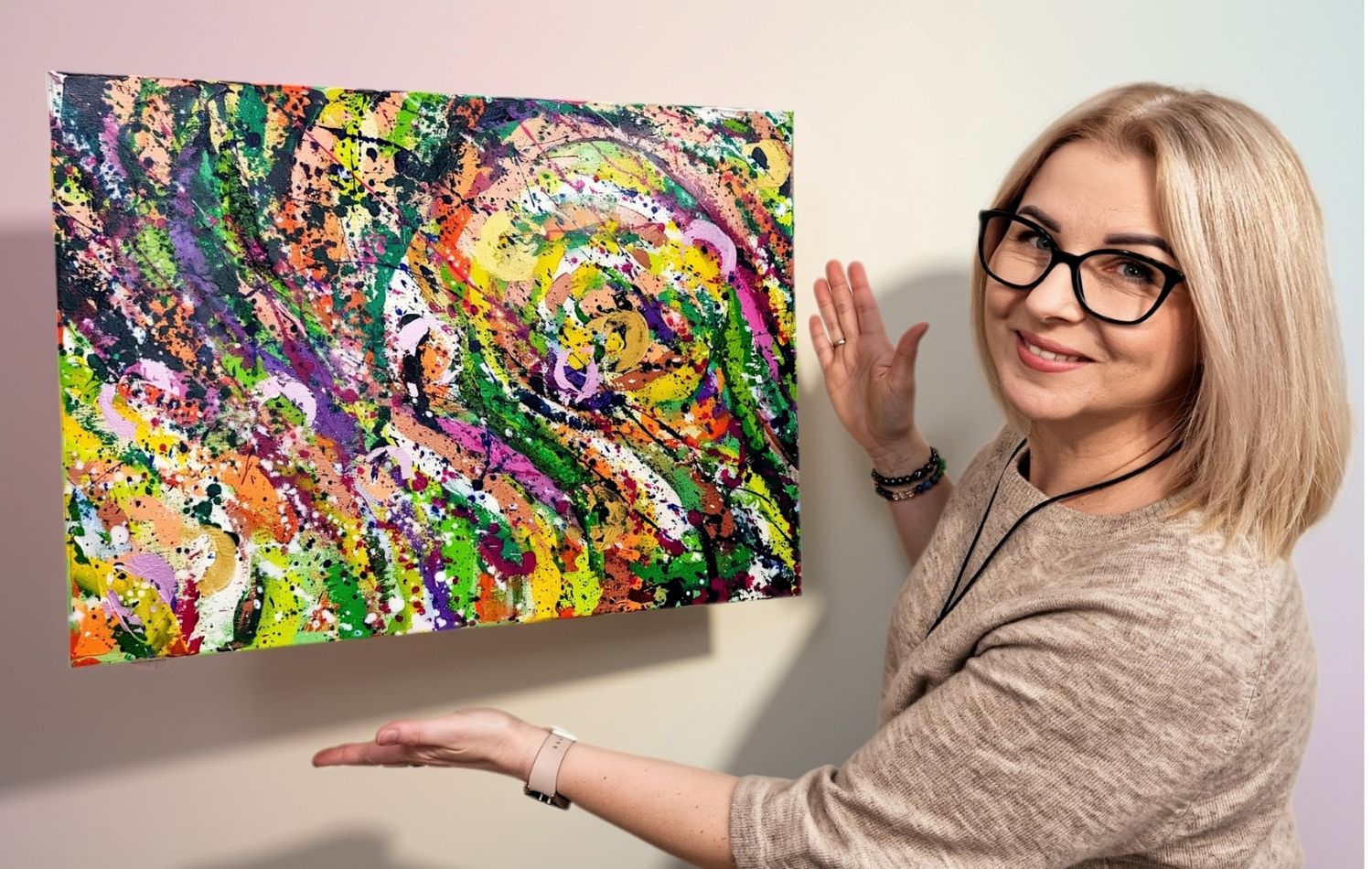 Kolorowy, strukturalny obraz 70x50