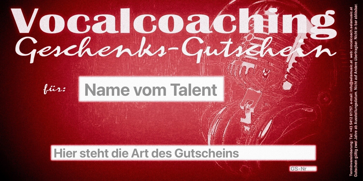 Vocalcoach Gutschein Folgeeinheit