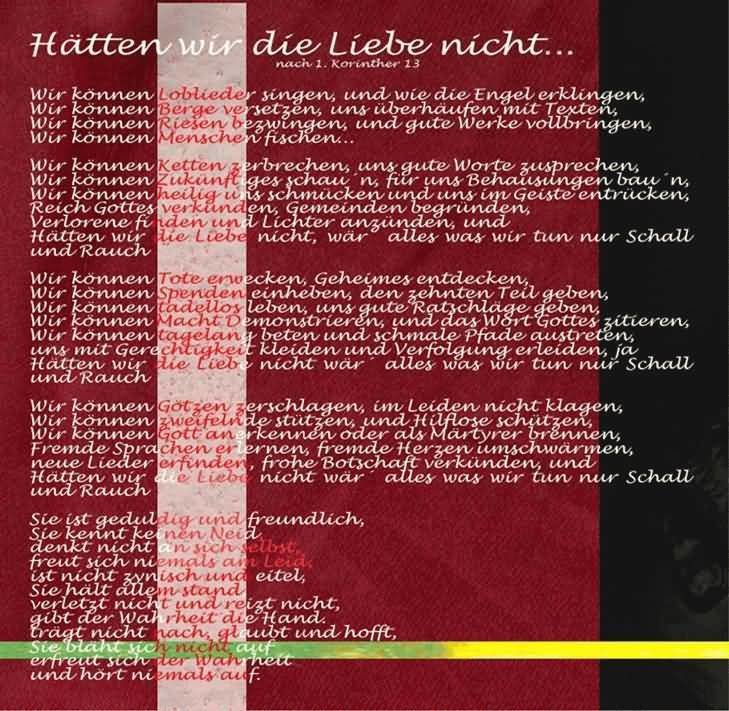 Hätten wir die Liebe nicht