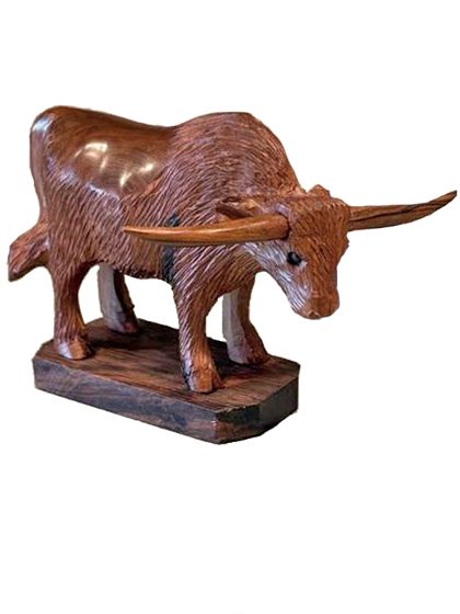 Handcrafted Ironwood Texas Longhorn Statue