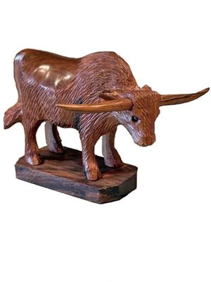 Handcrafted Ironwood Texas Longhorn Statue