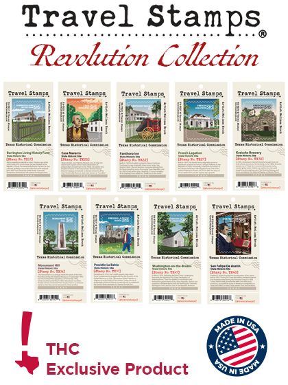 Travel Stamps - Revolution Collection Travel Stamps Revolution Collection contains ten site stamps, with THC Exclusive Product and Made in USA badges at the bottom