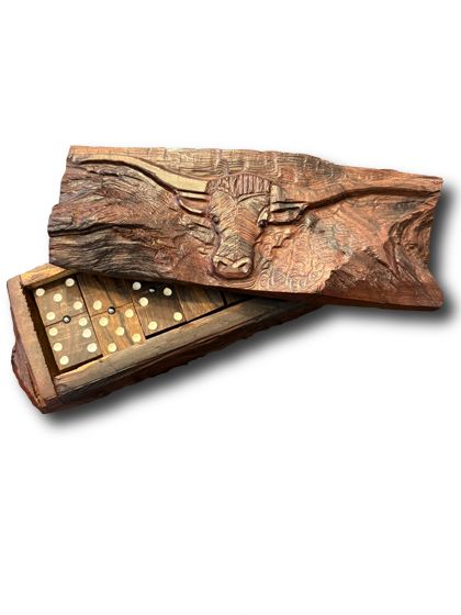 Handcrafted Desert Ironwood Longhorn Domino Set