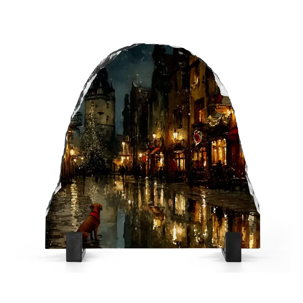 Xριστουγεννιάτικη Πέτρα Καμπάνα 15x15 - Σχέδιο No.3 Σκύλος - Night Oil Art