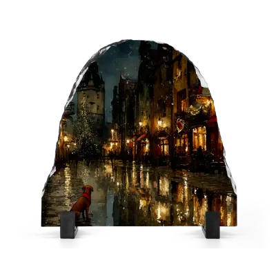 Xριστουγεννιάτικη Πέτρα Καμπάνα 15x15 - Σχέδιο No.3 Σκύλος - Night Oil Art