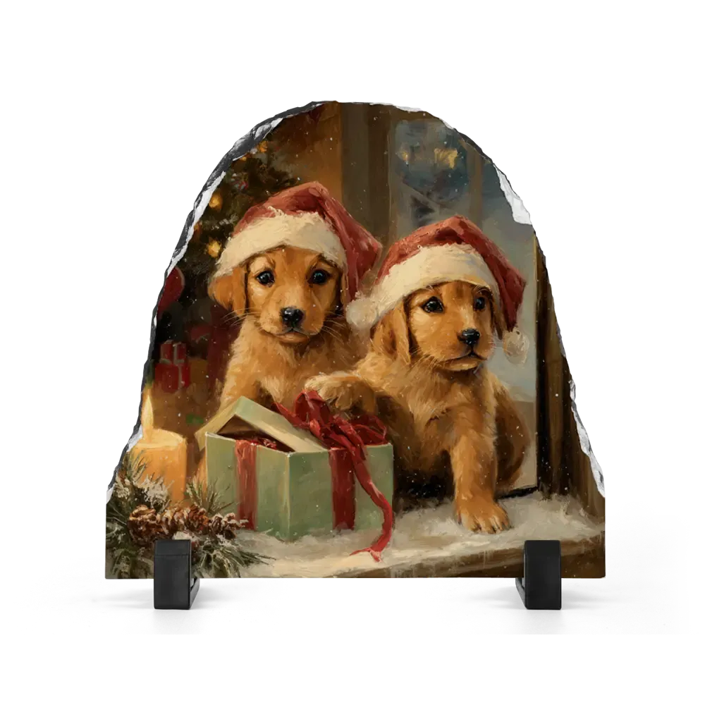 Xριστουγεννιάτικη Πέτρα Καμπάνα 15x15 - Σχέδιο No.5 Χριστουγεννιάτικο Δώρο - Puppy Art Collection