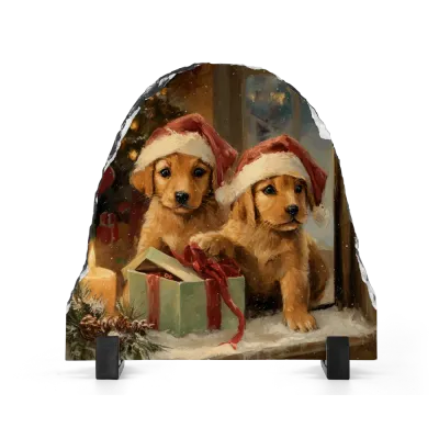 Xριστουγεννιάτικη Πέτρα Καμπάνα 15x15 - Σχέδιο No.5 Χριστουγεννιάτικο Δώρο - Puppy Art Collection