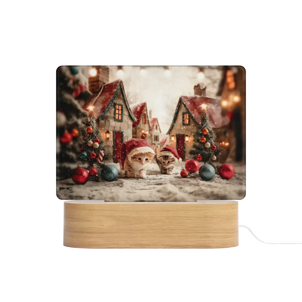 Χριστουγεννιάτικο Ορθογώνιο Led Art - Σχέδιο kitten Paws in the Snow