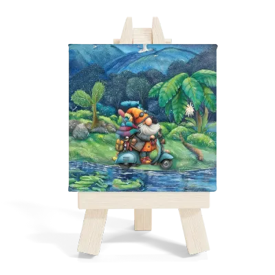 Μίνι Καβαλέτο Ξύλινο Σχέδιο Νάνος Ταξιδευτής στη Λίμνη - Fantasy Nature