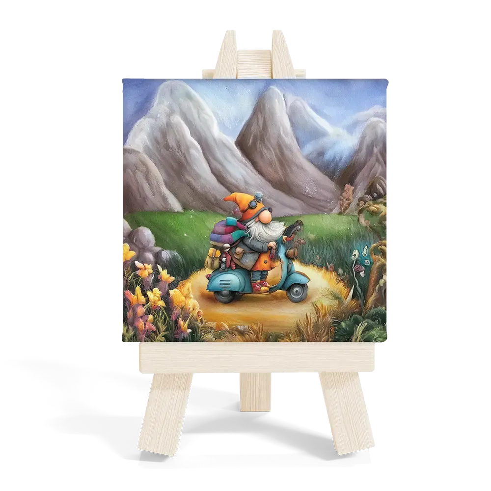 Μίνι Καβαλέτο Ξύλινο Σχέδιο Νάνος Ταξιδευτής στο Βουνό - Travel Adventure