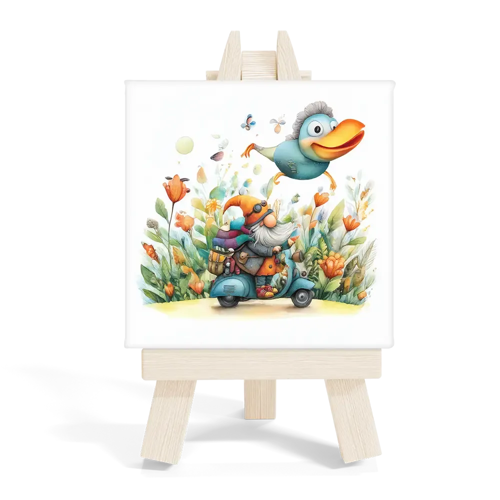 Μίνι Καβαλέτο Ξύλινο Σχέδιο Νάνος Ταξιδευτής &amp; Άνοιξη - Spring Art