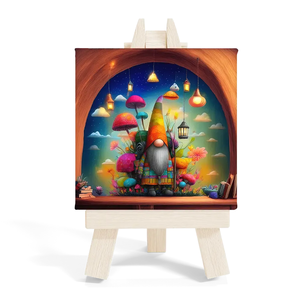 Μίνι Καβαλέτο Ξύλινο Σχέδιο Νάνος &amp; Φαναράκια - Cozy Night