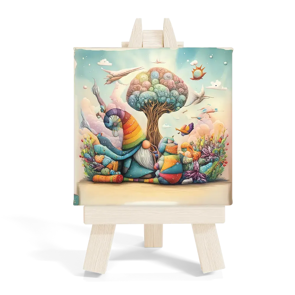 Μίνι Καβαλέτο Ξύλινο Σχέδιο Νάνοι στο Μαγικό Δέντρο - Colorful Fantasy