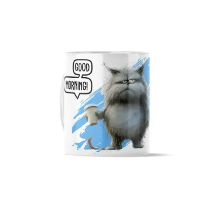 Κούπα Κεραμική πρωτότυπη - Σχέδιο Cat Grey Coffee