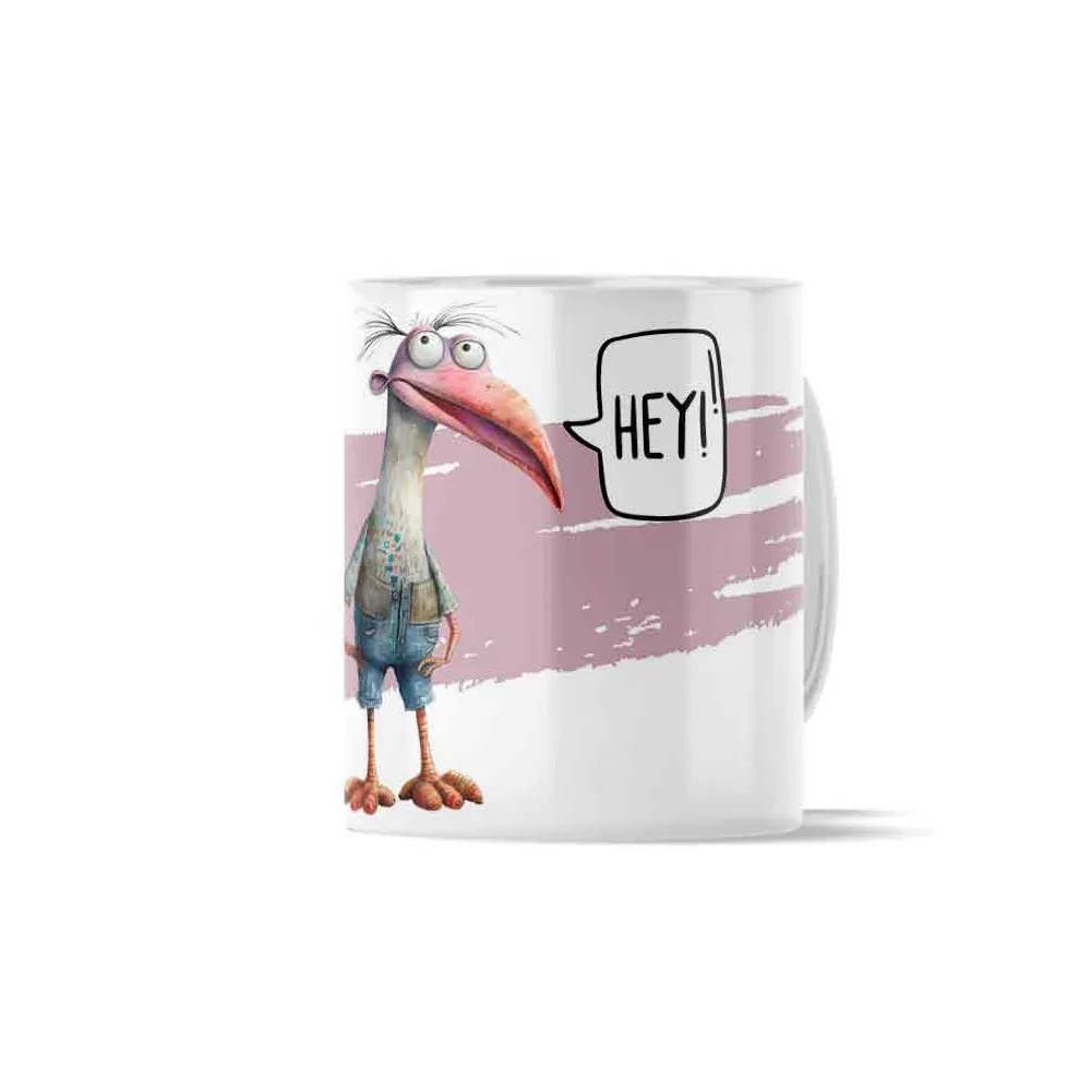Κούπα Κεραμική πρωτότυπη - Σχέδιο Φάρμα Πουλί με Τζιν Σορτς Funny Character Art