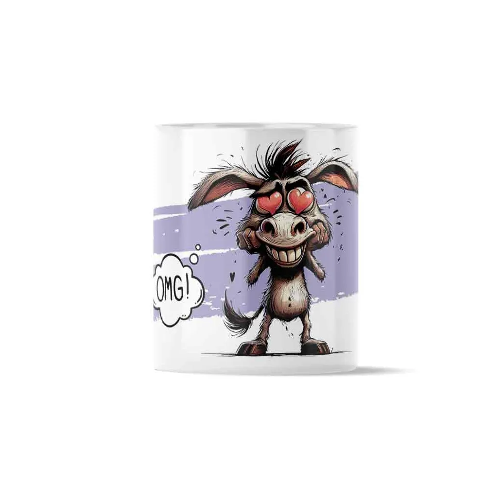 Κούπα Κεραμική πρωτότυπη - Σχέδιο Γαϊδουράκι OMG Hearts