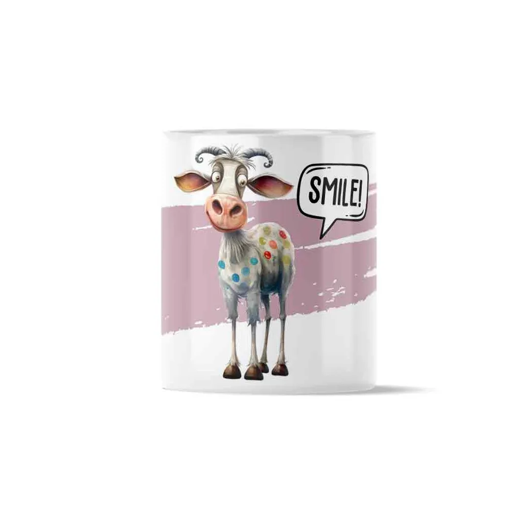 Κούπα Κεραμική πρωτότυπη - Σχέδιο Φάρμα Κατσίκα με Πουά Whimsical Cartoon