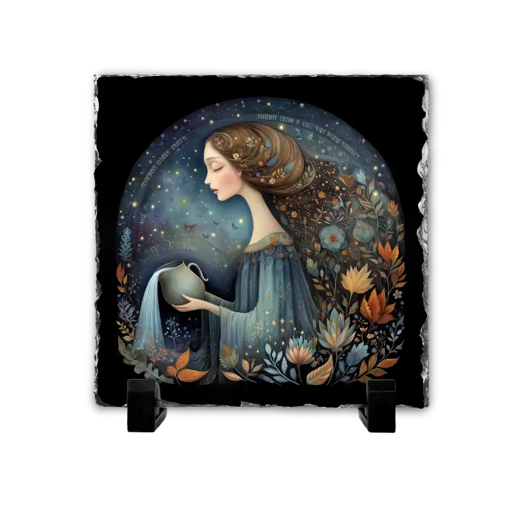 Πέτρινος Πίνακας Επιτραπέζιος 15x15 - Ζώδιο Υδροχόος