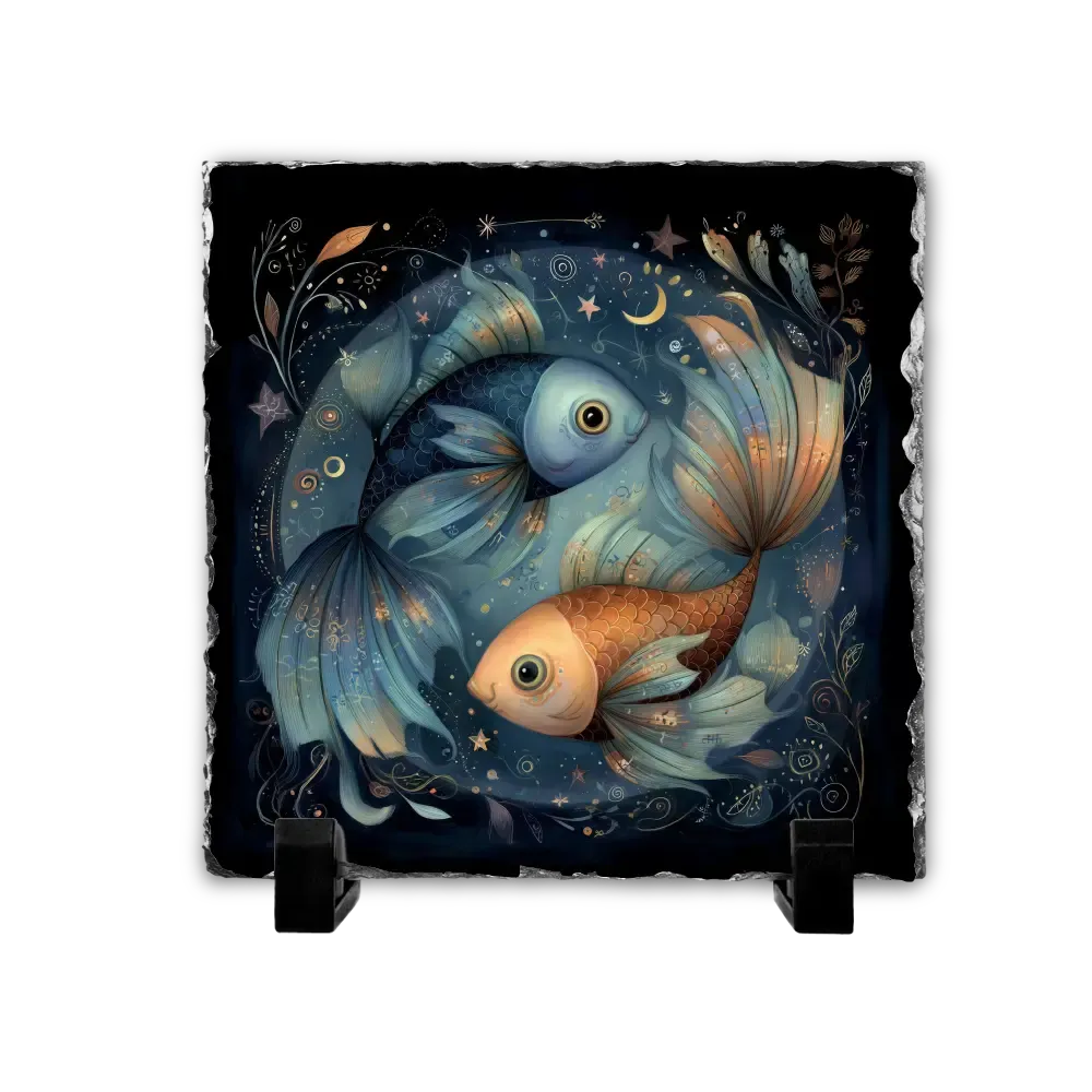 Πέτρινος Πίνακας Επιτραπέζιος 15x15 - Ζώδιο Ιχθύες