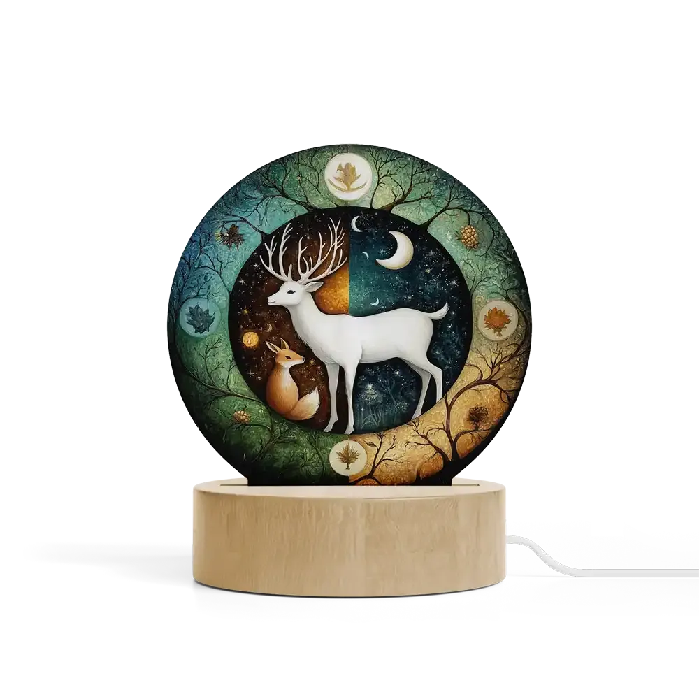 Art Φωτιστικό LED Κυκλικό - Σχέδιο Το Παραμύθι του Δάσους Whimsical Nursery Decor Fantasy Illustration Storybook Art