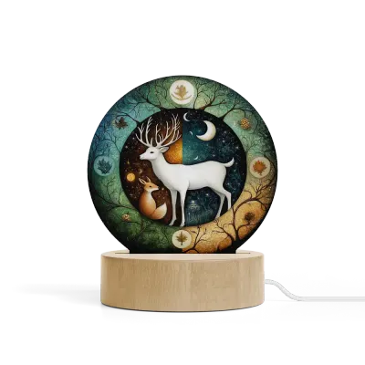 Art Φωτιστικό LED Κυκλικό - Σχέδιο Το Παραμύθι του Δάσους Whimsical Nursery Decor Fantasy Illustration Storybook Art