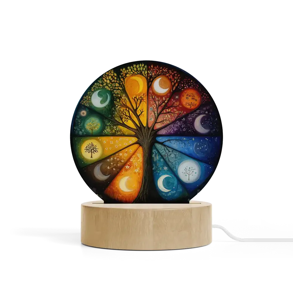 Art Φωτιστικό LED Κυκλικό - Σχέδιο Το Δέντρο των Εποχών Abstract Art Four Seasons Celestial Vibrant Colors