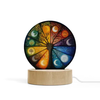 Art Φωτιστικό LED Κυκλικό - Σχέδιο Το Δέντρο των Εποχών Abstract Art Four Seasons Celestial Vibrant Colors