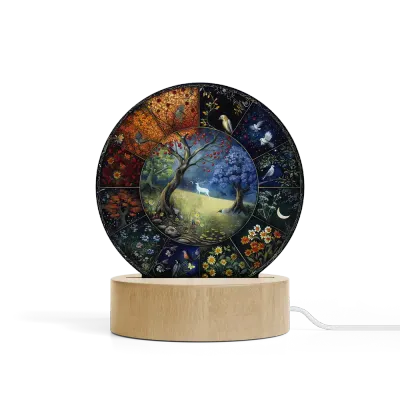 Art Φωτιστικό LED Κυκλικό - Σχέδιο Ο Κύκλος των Εποχών Folk Art Intricate Detail Boho Style Vintage Nature