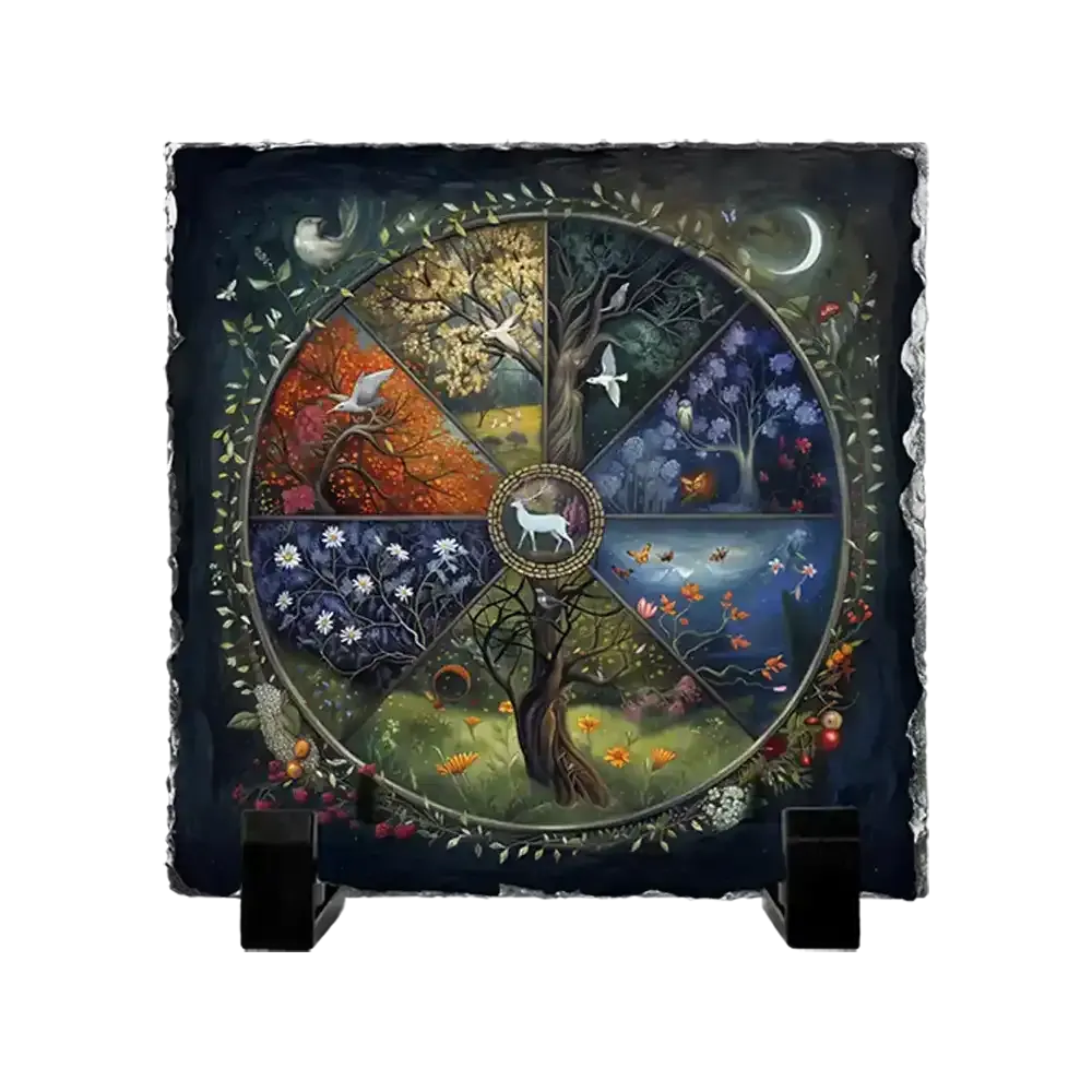 Πέτρινος Πίνακας Επιτραπέζιος  20x20 - Σχέδιο Αιώνια Αρμονία Boho Decor Folk Art