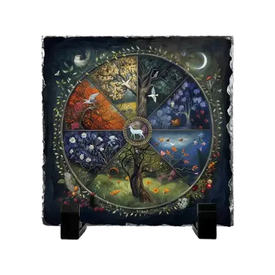 Πέτρινος Πίνακας Επιτραπέζιος  20x20 - Σχέδιο Αιώνια Αρμονία Boho Decor Folk Art